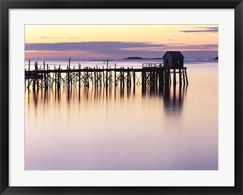 Framed Old Wharf at Dawn Print