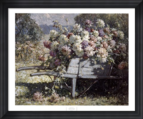 Framed Barrow of Blooms Print