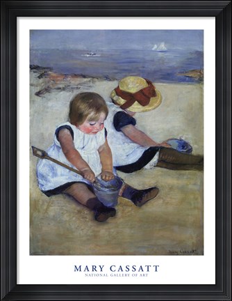 Framed Children Playing on the Beach Print