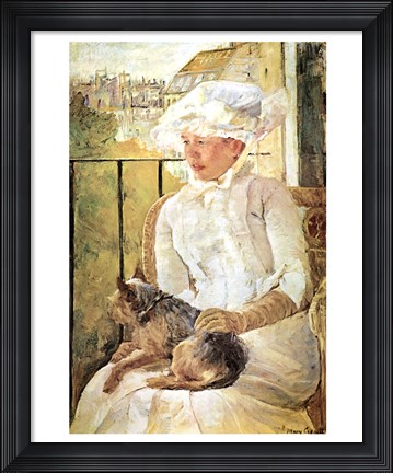 Framed Woman with Dog Print