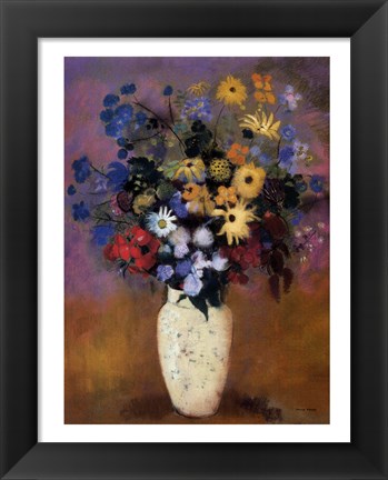 Framed Vase of Flowers, 1914 Print