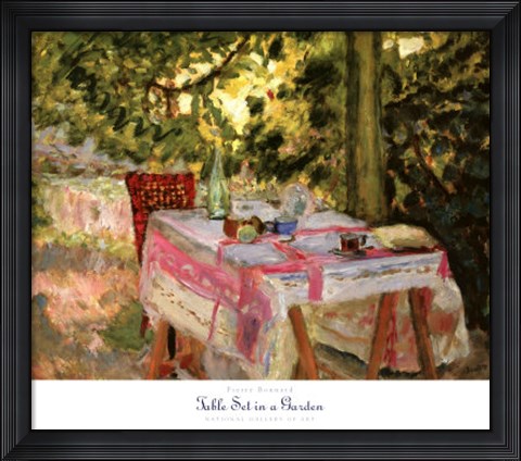 Framed Table Set in a Garden Print
