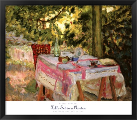 Framed Table Set in a Garden Print