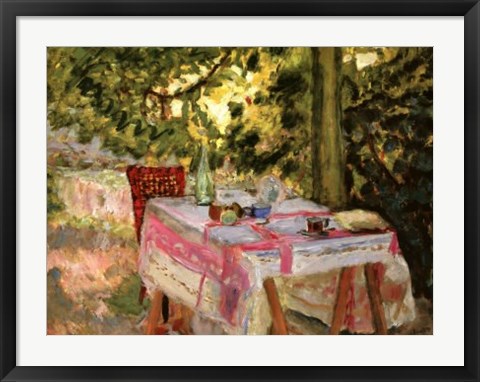 Framed Table Set in a Garden Print