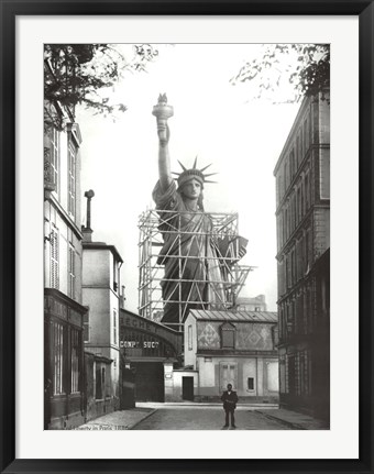 Framed Statue of Liberty in Paris, 1886 Print