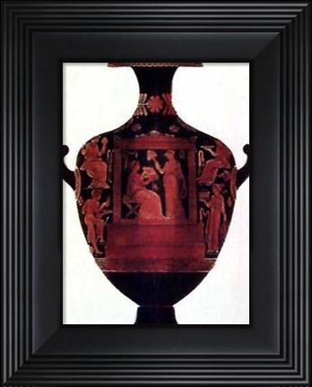 Framed Greek Vase with Six Figures Print