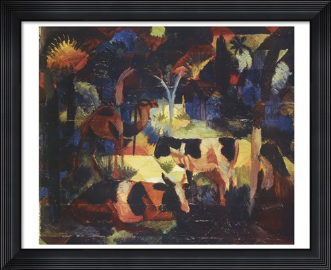Framed Cows and Camel Print