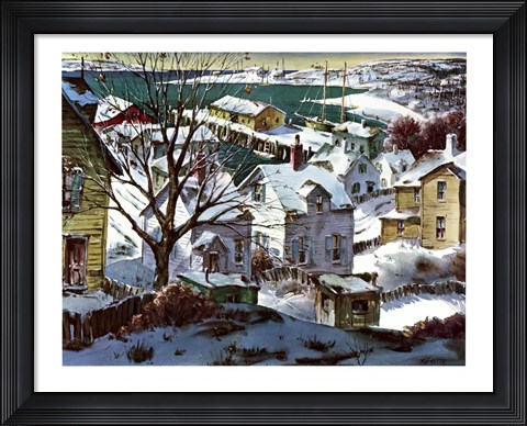 Framed Winter Harbor Print