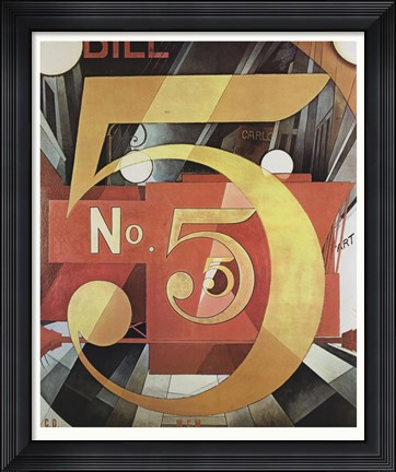 Framed Figure Five in Gold Print