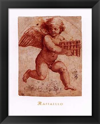 Framed Angelo Con Flauto Print
