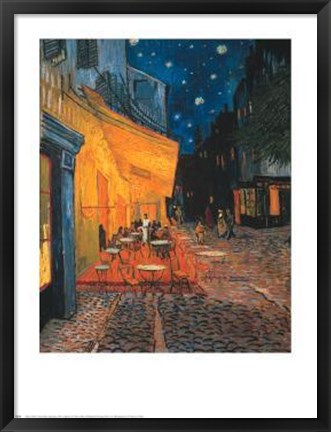 Framed Cafe Terrace on the Place du Forum, Arles, at Night, c.1888 Print