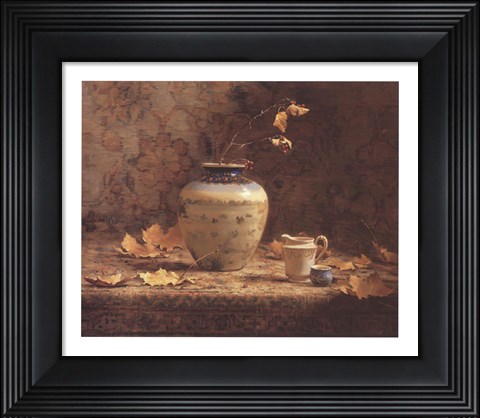 Framed Autumn Leaves and Tapestry Print