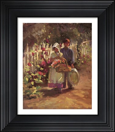 Framed Gathering Hollyhocks Print