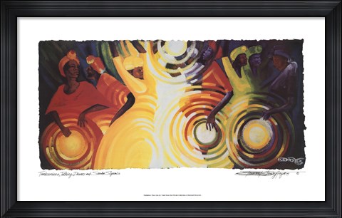Framed Tambourines, Talking Drums and Smoke Sig Print