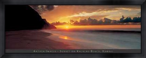 Framed Sunset On Kalalau Beach, Hawaii Print