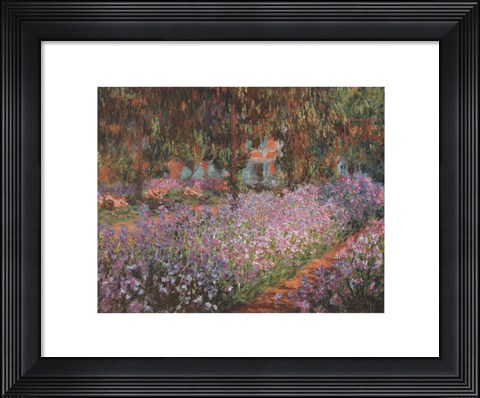 Framed Artist's Garden At Giverny Print