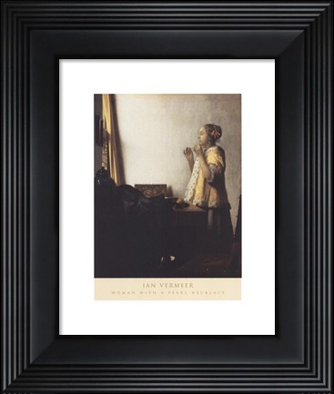 Framed Woman With A Pearl Necklace Print