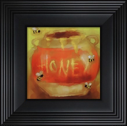 Framed Honey Pot And Bees Print