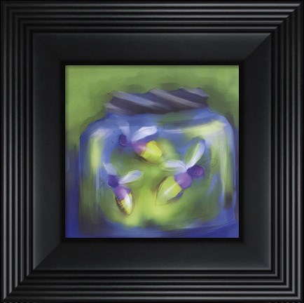 Framed Fireflies In Jar Print