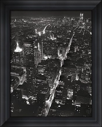 Framed Night View of Lower Manhattan Print