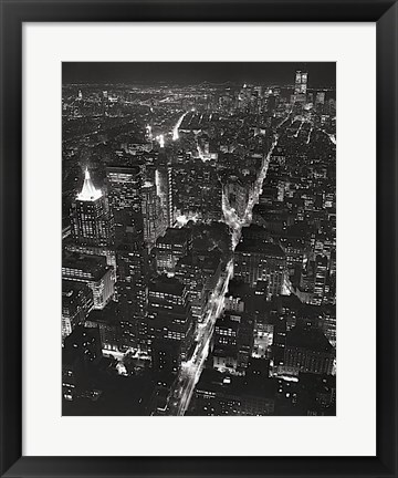 Framed Night View of Lower Manhattan Print