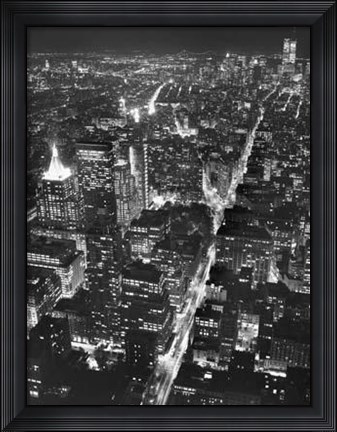 Framed Night View of Lower Manhattan Print