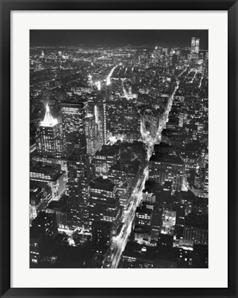 Framed Night View of Lower Manhattan Print