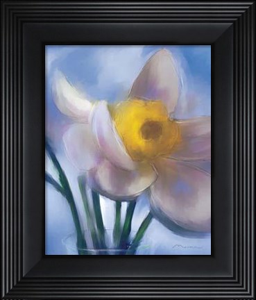 Framed Daffodil In Glass Vase Print