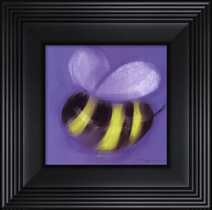 Framed Bee On Blue Print