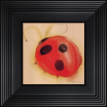 Framed Ladybug On Taupe Print