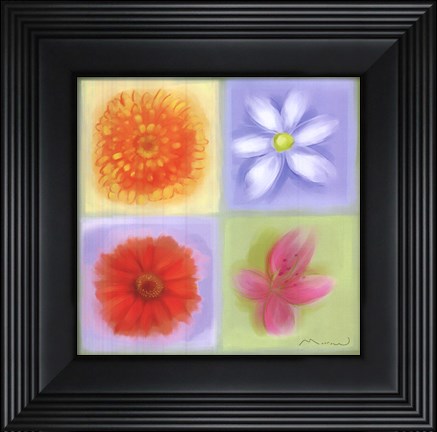 Framed 4 Flower Panel Print