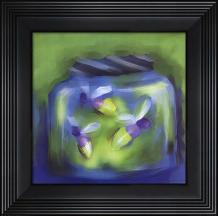 Framed Fireflies In Jar Print