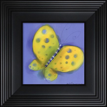 Framed Butterfly On Light Blue Print