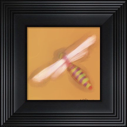 Framed Dragonfly On Yellow Print