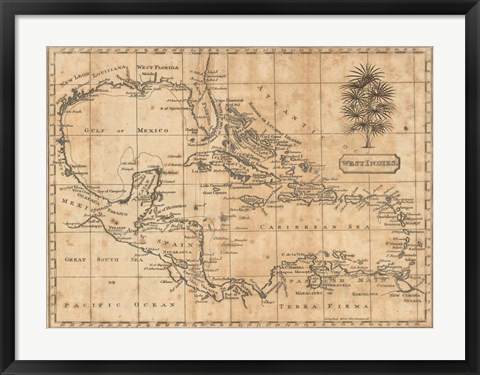 Framed Caribbean 1806 Print