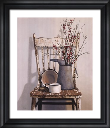 Framed Watering Can On Chair Print