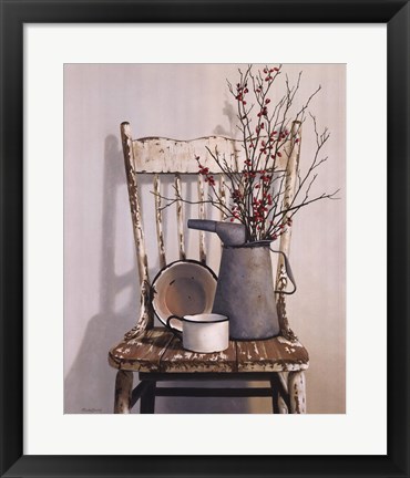 Framed Watering Can On Chair Print