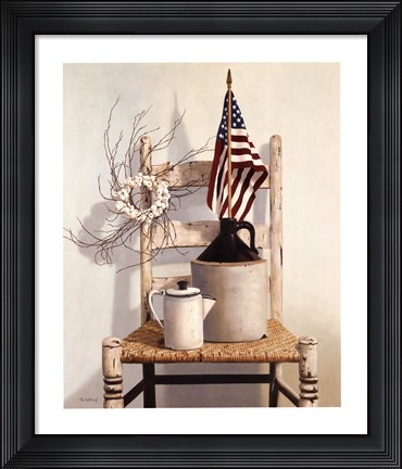 Framed Chair With Jug And Flag Print