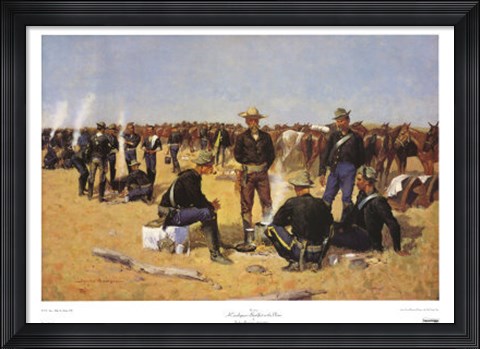 Framed Cavalryman&#39;s Breakfast On The Plains Print