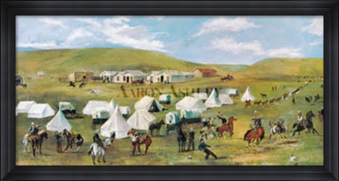 Framed Cowboy Camp During The Roundup Print