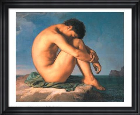 Framed Jeune Homme Nu Assis Au Boro De La Mer Print