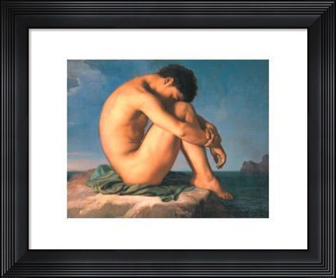 Framed Jeune Homme Nu Assis Au Boro De La Mer Print