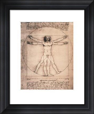 Framed Vitruvian Man, 1492 Print