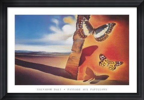 Framed Paysage Aux Papillons Print