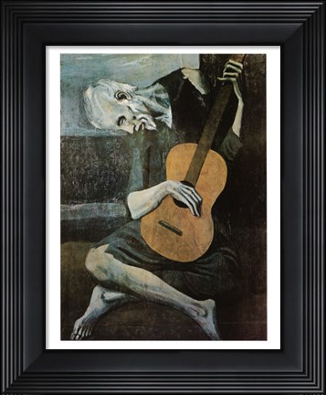 Framed Old Guitarist Print