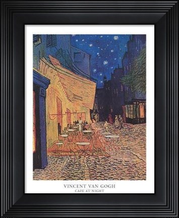 Framed Cafe Terrace on the Place du Forum, Arles, at Night, c.1888 Print