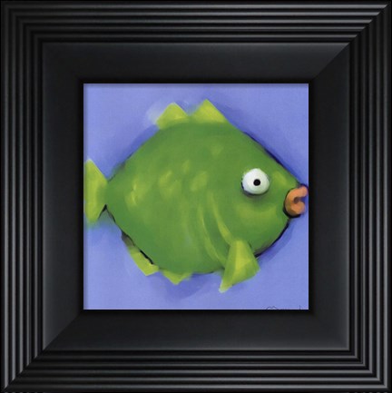 Framed Green Pucker Fish Print