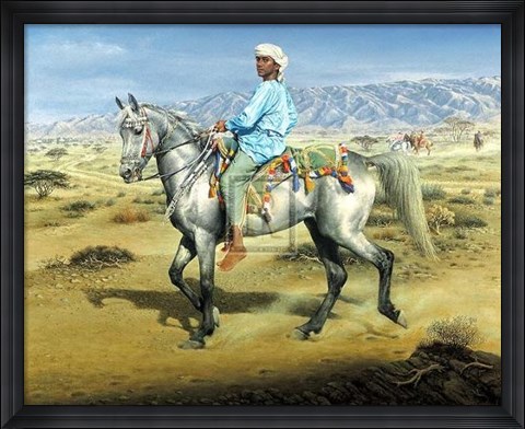 Framed Omani Boy on his Arab Stallion (Le) Print