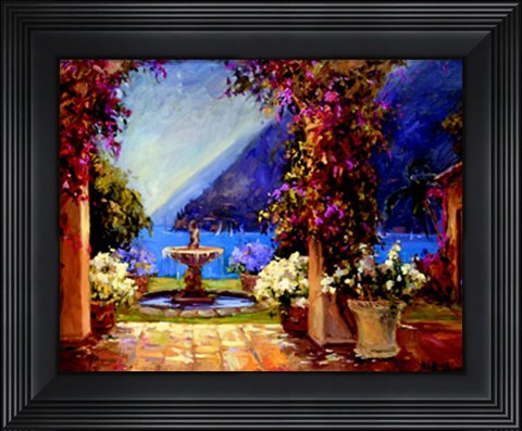 Framed Seaside Fountain Print