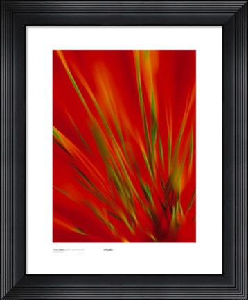 Framed Flexi Grass, Bright Green On Red Print
